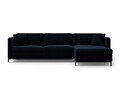 Coltar extensibil dreapta 4 locuri, Gloria, Micadoni Home, 266x170x88 cm, catifea, albastru regal