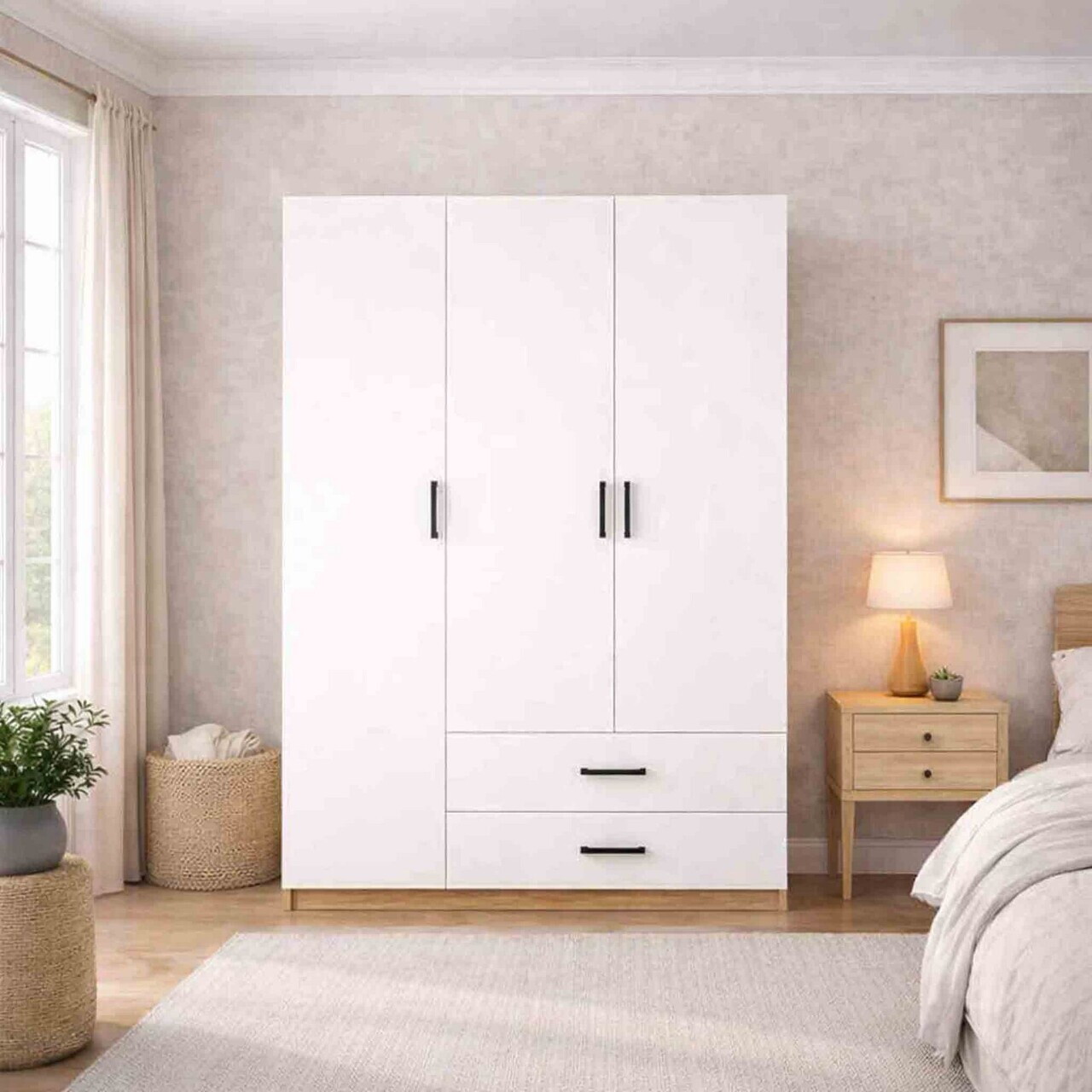 Dulap pentru haine, Hanah Home, Yaman 1600-209, 120x181x45 cm, PAL, Nuc/Alb — imaginea 2