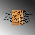 Decoratiune de perete, MA-313, 50% lemn/50% metal, 70 x 140 cm, Nuc / Negru