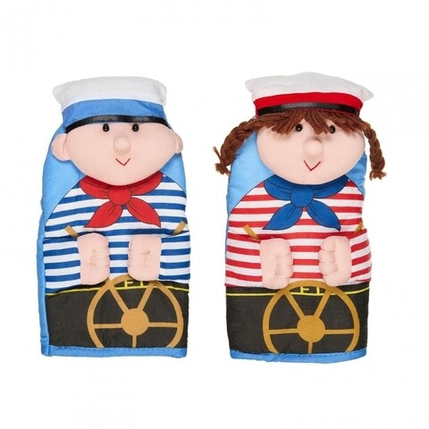 Set 2 manusi de bucatarie marinar si marinareasa, heinner, 14x24 cm, policoton, multicolor