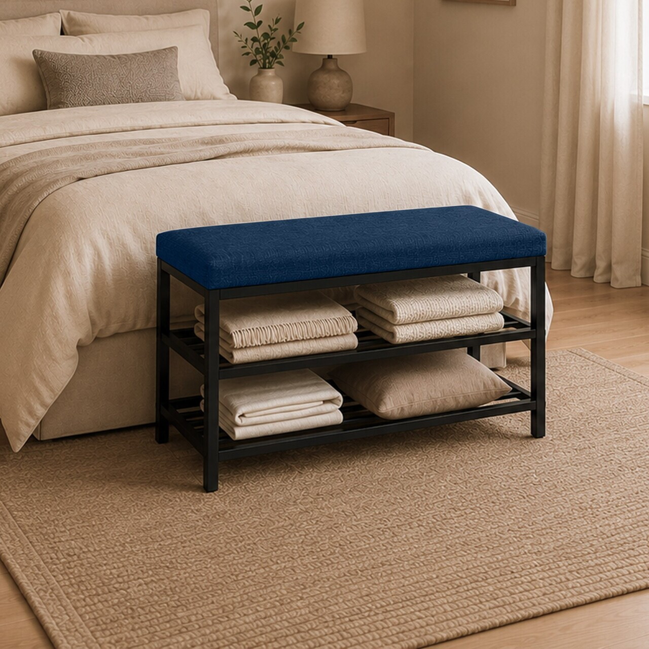 Pantofar, Hanah Home, Lotus, 30x47x75 cm, Albastru navy — imaginea 5