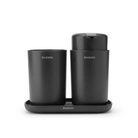 Set accesorii pentru baie 3 piese, Brabantia, Dark Grey, polipropilena, gri inchis