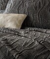 Set cuvertura de pat dubla, 4 piese, 250x260 cm, 100% poliester Jacquard, Cotton Box, Carita, antracit