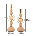 Set 2 suporturi de lumanare Saturn, Mauro Ferretti, 10x27 cm, 10x33 cm, fier, roz/auriu