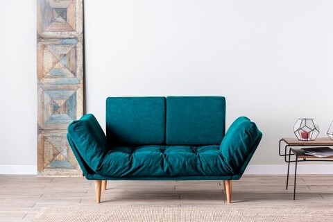 Canapea Extensibila Nina Daybed, Futon, 3 Locuri, 200×70 Cm, Metal, Verde Petrol