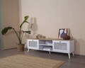 Comoda TV, Wolina, Calvin, 55x180x41 cm, MDF , Alb / Stejar
