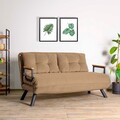 Canapea extensibilă cu 2 locuri, Futon, 859FTN2870, Metal , Maro deschis