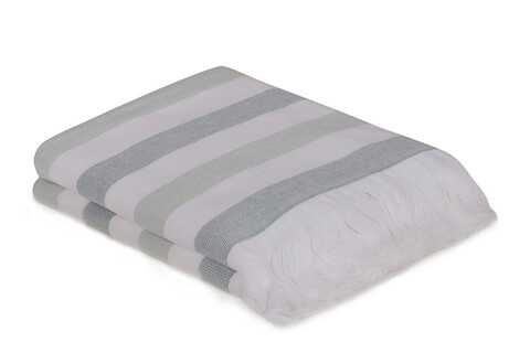 Set prosoape de mână (2 bucăți), hobby, stripe, bumbac, verde/alb