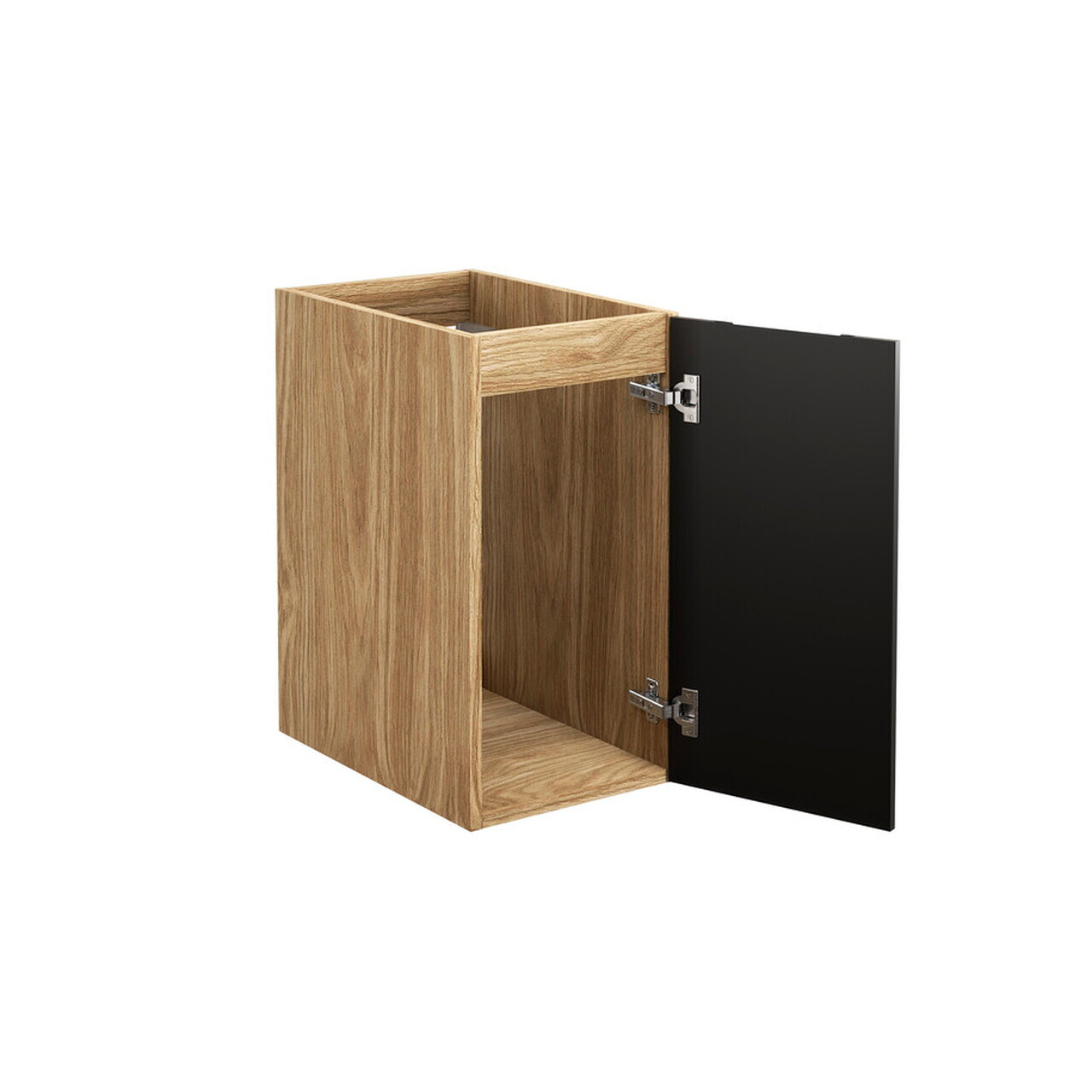 Set mobilier baie, dulap dublu cu lavoar, 90 cm, Luxor Black, Comad, MDF/PAL laminat, negru mat/stejar — imaginea 2