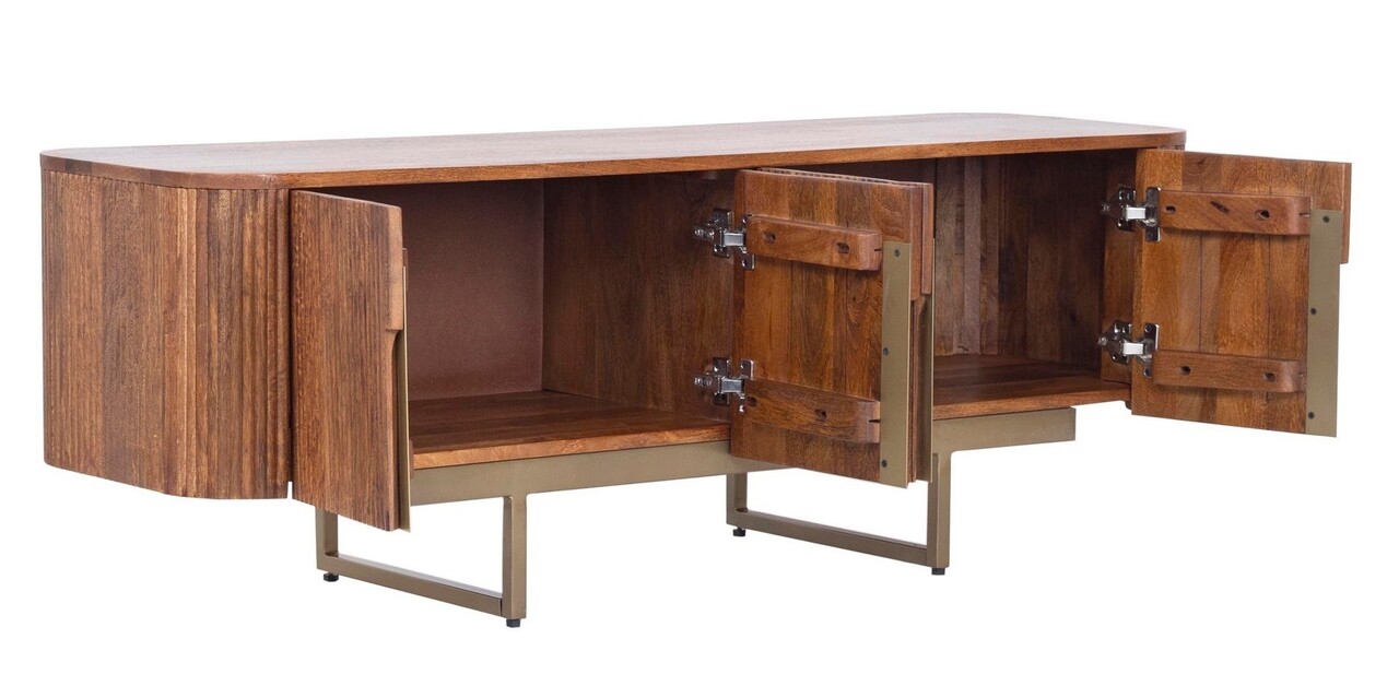 Comoda TV Vilas, Bizzotto, 140x42x50 cm, otel/lemn de mango - 1 | YEO