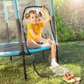 Trambulina copii cu plasa de siguranta Kidine, InnovaGoods, max 80kg, Ø140 x 120 cm, albastru/negru