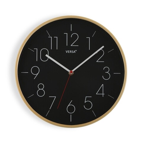 Ceas de perete Leslie, Versa, 30.5 cm, plastic, negru