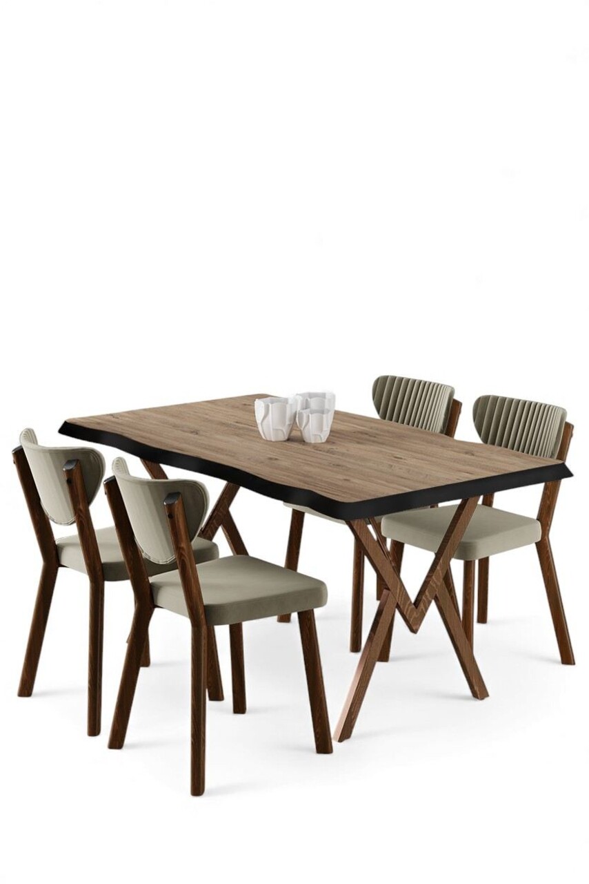 Set masă și scaune (5 bucăți), Hanah Home, Akort, Pin Atlantic / Crem - view 2
