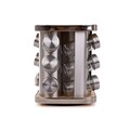 Set 12 recipiente pentru condimente si suport, Monroy, Homla, 17x17x22 cm, inox/bambus/sticla, argintiu/natur
