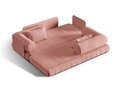 Canapea extensibila 3 locuri, Kemi, Cosmopolitan Design, 206x95x70 cm, catifea, roz