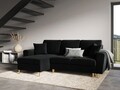 Coltar extensibil reversibil 4 locuri, Moghan, Micadoni Home, GL, 241x145x88 cm, catifea, negru