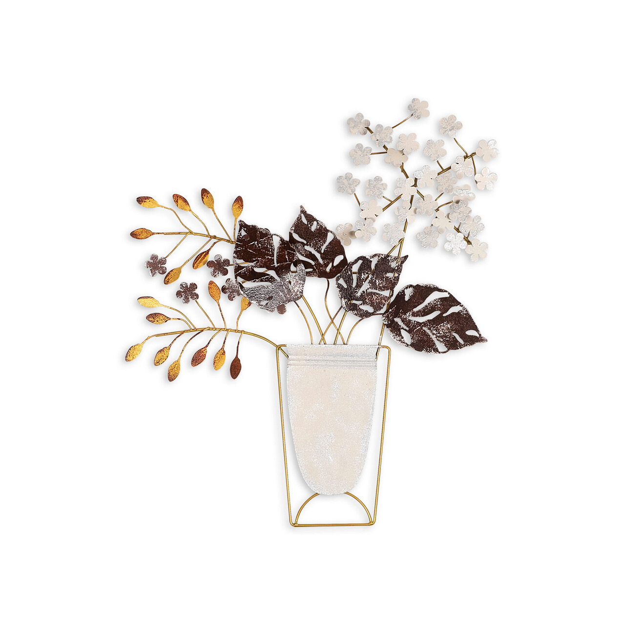 Poze Decoratiune de perete, Flowers in Pots, Metal, Dimensiune: 47 x 55 cm, Multicolor mezoni.ro 