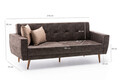 Canapea extensibila cu 3 locuri, Balcab Home, 825BLC2681, Lemn / Metal, Maro