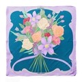 Esarfa, Alber Zoran, Flores Dulces, 90 x 90 cm, poliester, multicolor