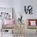 Decoratiune de perete, Love, Metal, Dimensiune: 33 x 34 cm, Negru
