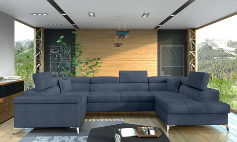 Coltar extensibil dreapta 6 locuri ELTAP, Th-03, Thiago, 342x208x88 cm, lemn/poliester, albastru