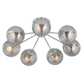 Plafoniera, Aldos, H.70 D.24 cm, 7 x E27, 40W, metal/sticla, argintiu/fumuriu