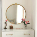 Oglinda decorativa, Neostill, Gold Metal Çerçeve Yuvarlak Ayna A708, 60x60x2 cm, Metal, Auriu