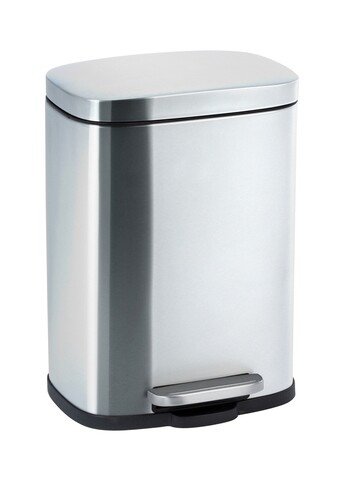 Cos de gunoi cu pedala Leno, Wenko, 21.5x19x29.5 cm, inox/polipropilena, negru/argintiu mat