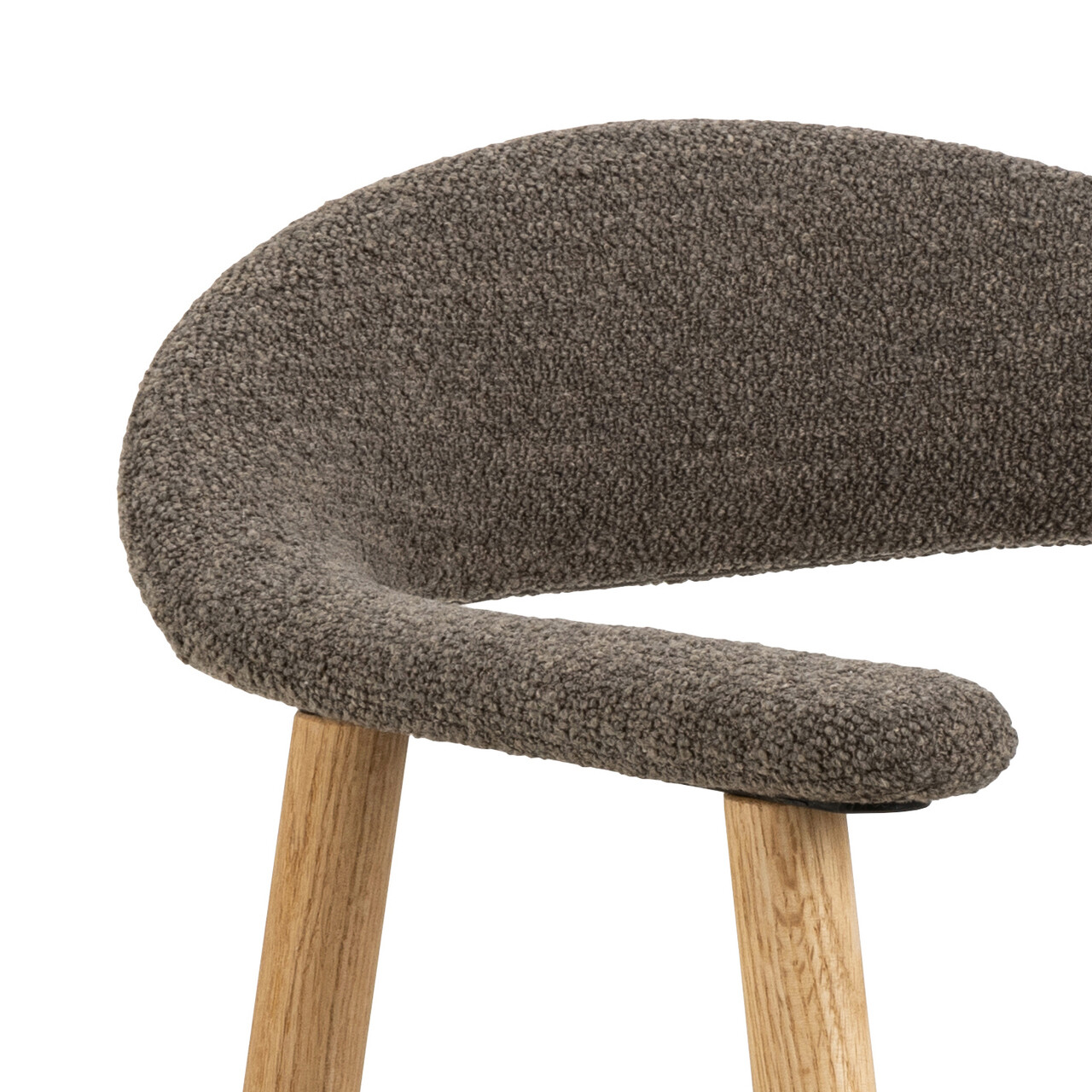 Scaun Addi, Actona, 56x54x75.5 cm, tesatura Boucle/lemn de stejar, grej - view 2
