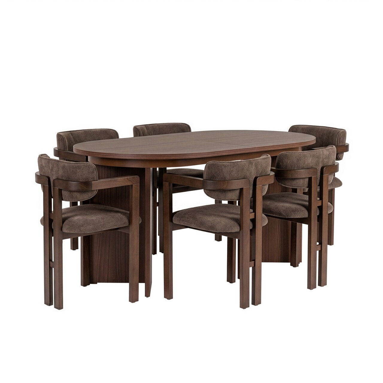 Set masa extensibila si scaune (7 piese), Nordure, Aleria 6, Nuc Milano / Nuc Închis / Maro — imaginea 6