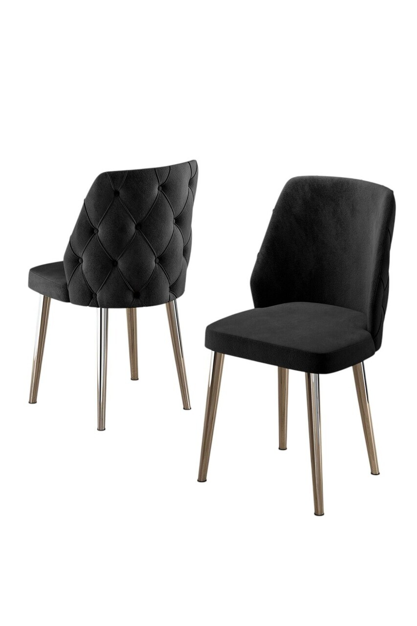 Set scaune 4 piese, Hanah Home, Leja, Negru / Crom — imaginea 2