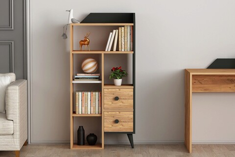 Corp biblioteca, coraline, star, 61.8x130x29.8 cm, pin atlantic / negru