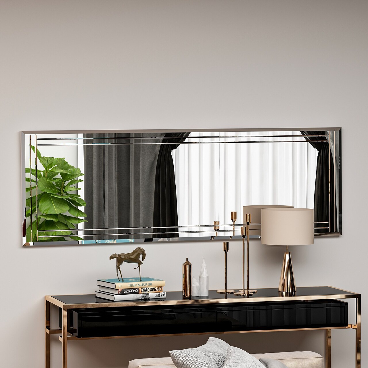 Oglinda decorativa, Siam, Buhem, 40x120x2.2 cm, MDF , Alb - 2 | YEO