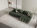 Coltar extensibil dreapta 3 locuri, Linz, Cosmopolitan Design, 275x142x84 cm, cotiera stanga, tesatura structurata, verde oliv inchis