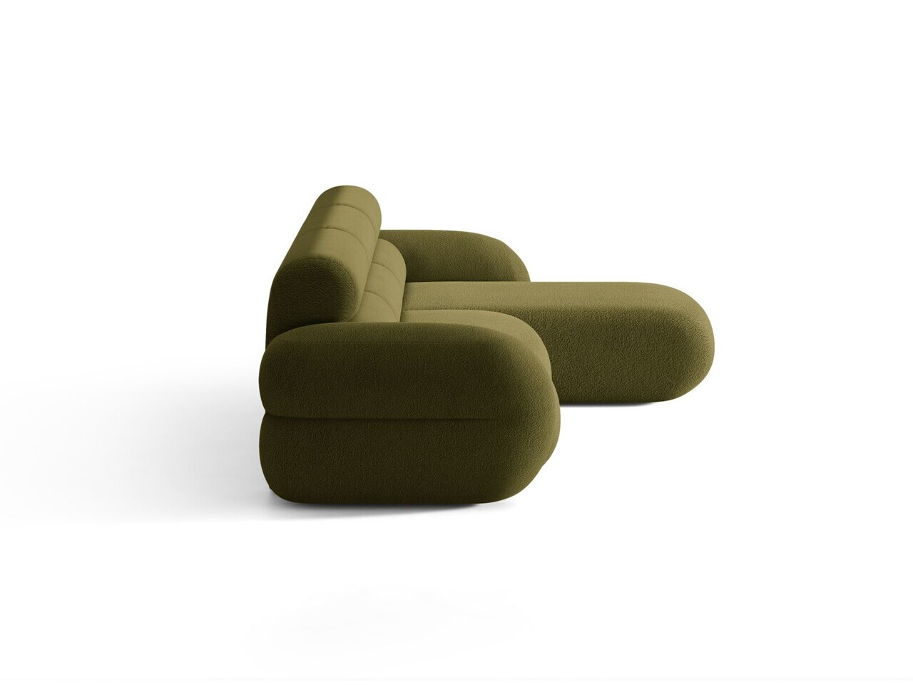 Coltar dreapta 4 locuri, Neo, Micadoni Home, 305x165x83 cm, tesatura Boucle, verde oliv inchis — imaginea 3