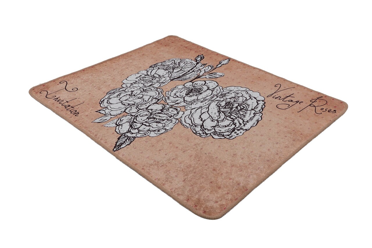 Covoras de baie, L'essentiel Maison, Vintage Roses (80 x 100), 80x100 cm, Galben / Negru / Alb - view 2