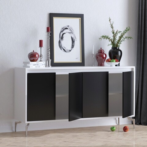 Consola, mod design, peeta, 140x94x40 cm, alb negru