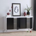 Consola, Mod Design, PEETA, 140x94x40 cm, Alb/Negru
