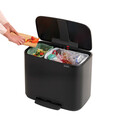 Cos de gunoi cu pedala, Brabantia, Bo Pedal, 11+23 L, 36.3x54x44 cm, otel, negru mat
