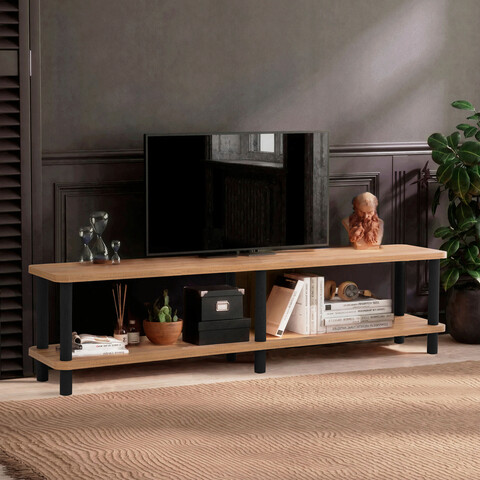 Comoda tv, dora, lada 180, 180x43.7x35 cm, negru / pin atlantic