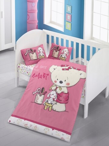 Lenjerie de pat pentru copii, victoria, sweet, 4 piese, 100% bumbac ranforce, multicolor