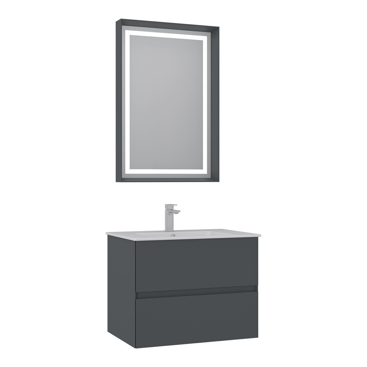 Set Dulap de Baie cu Chiuvetă și Oglindă (2 Piese), Hanah Home, Nest 71 v2, Antracit mat — imaginea 3