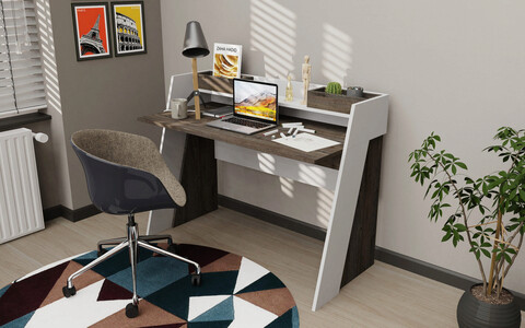 Birou, retricy, broklyn, 123.6x59.6x93.4 cm, pal, wenge/alb
