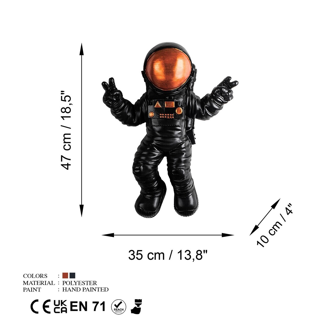 Decoratiune de perete, Cosmonaut 3, Poliester, Lățime: 35 cm Înălțime: 47 cm Adâncime: 10 cm, Multicolor — imaginea 9