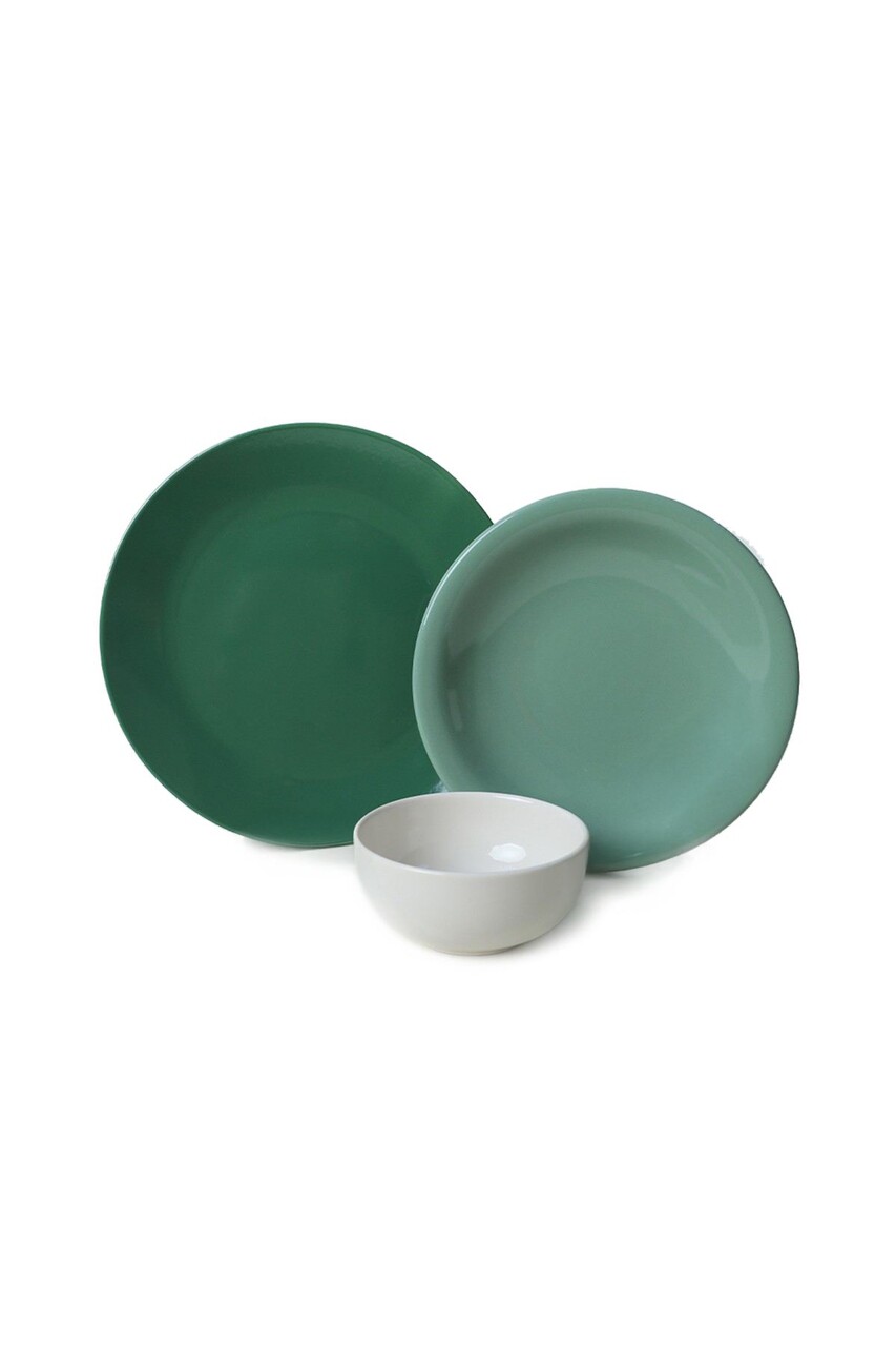 Set de cină din ceramică (18 piese), L'essentiel Maison, 275KRM1970, Antibacterian, Verde/Alb - view 8