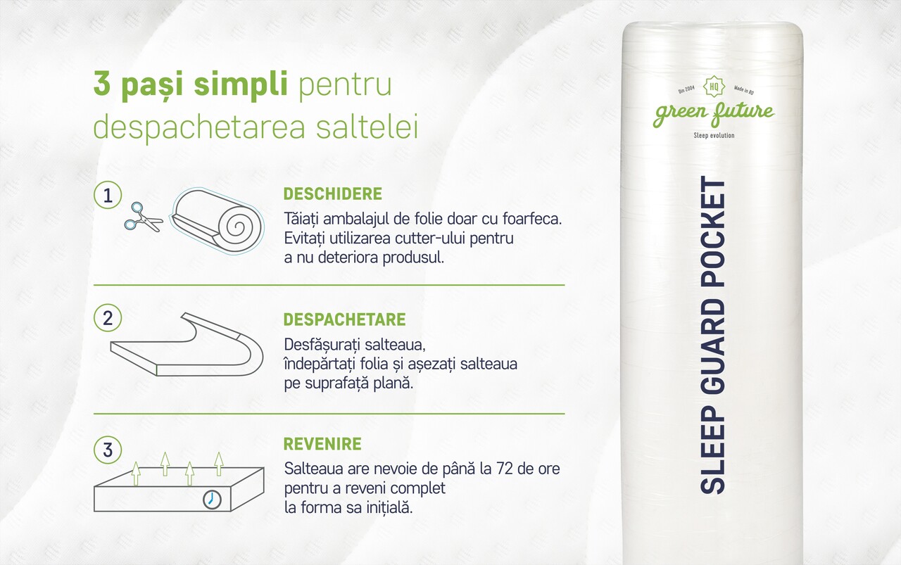 Saltea ortopedica, Sleep Guard Pocket Memory, 180x200 cm, H 30 cm, medie ferma - imagine 14