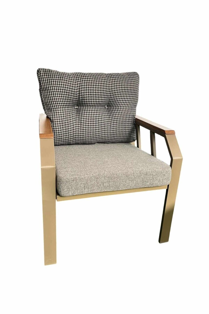 Set mobilier de gradina, Hanah Home, Nergiz 2+1+1, Metal, Negru / Alb / Auriu - view 7