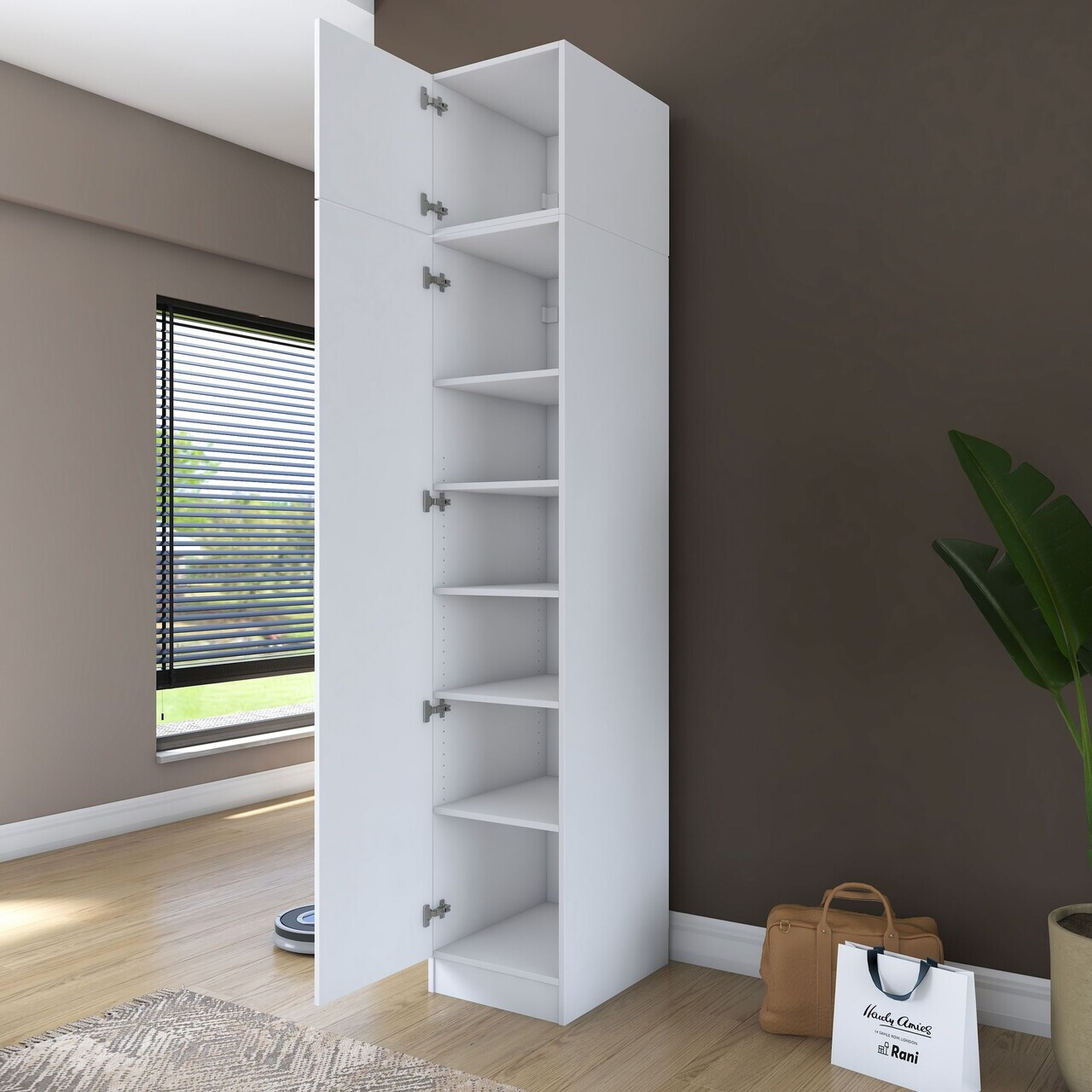 Dulap pentru haine, Hanah Home, BA212, 45x255x57.5 cm, PAL melaminat, Alb - view 6