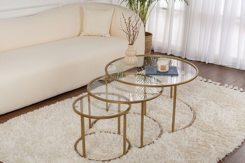 Set masuta de cafea, Nordure, Aurum, Auriu / Transparent