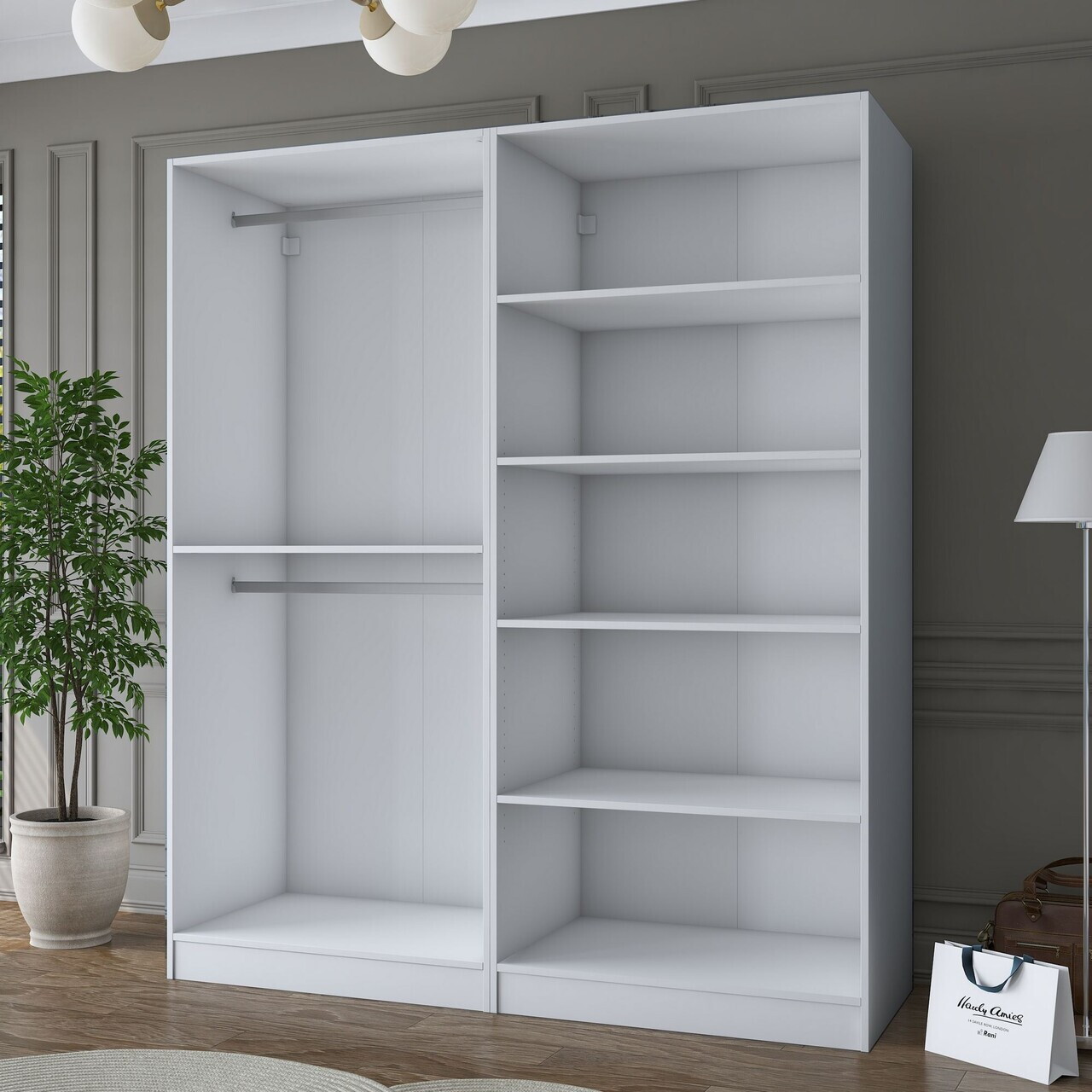 Dulap pentru haine, Hanah Home, BA186, 180x210x57.5 cm, PAL melaminat, Alb - view 7